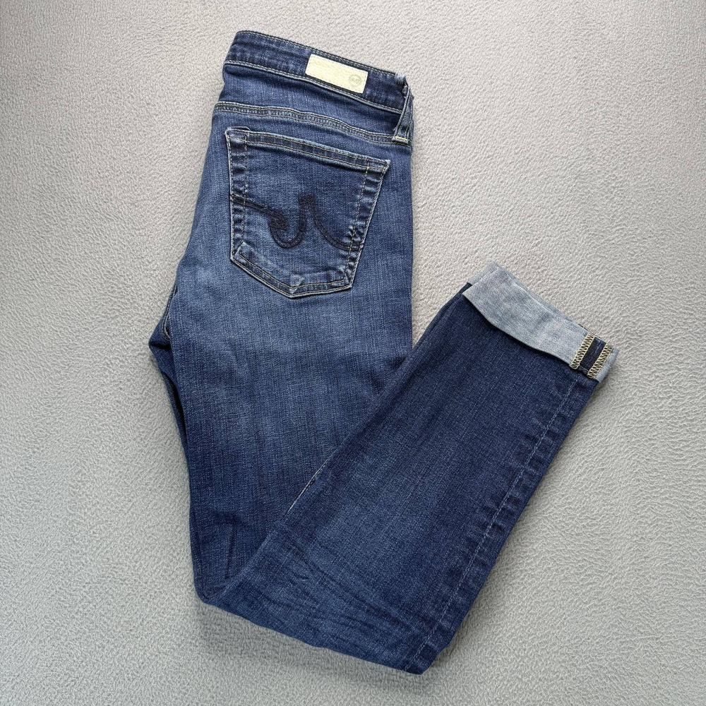 AG Adriano Goldschmied Stilt Roll-Up Jeans Womens 27 Blue Denim Cigarette Slim